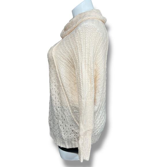 Y2K Apt 9 Womens Cowl Neck Open Knit Sweater Pullover Slouch Fit Pink Gold Large - Picture 4 of 10